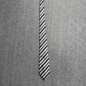 Donald J Trump Neck Tie 100% Silk Signature Collection Black/Gray Striped